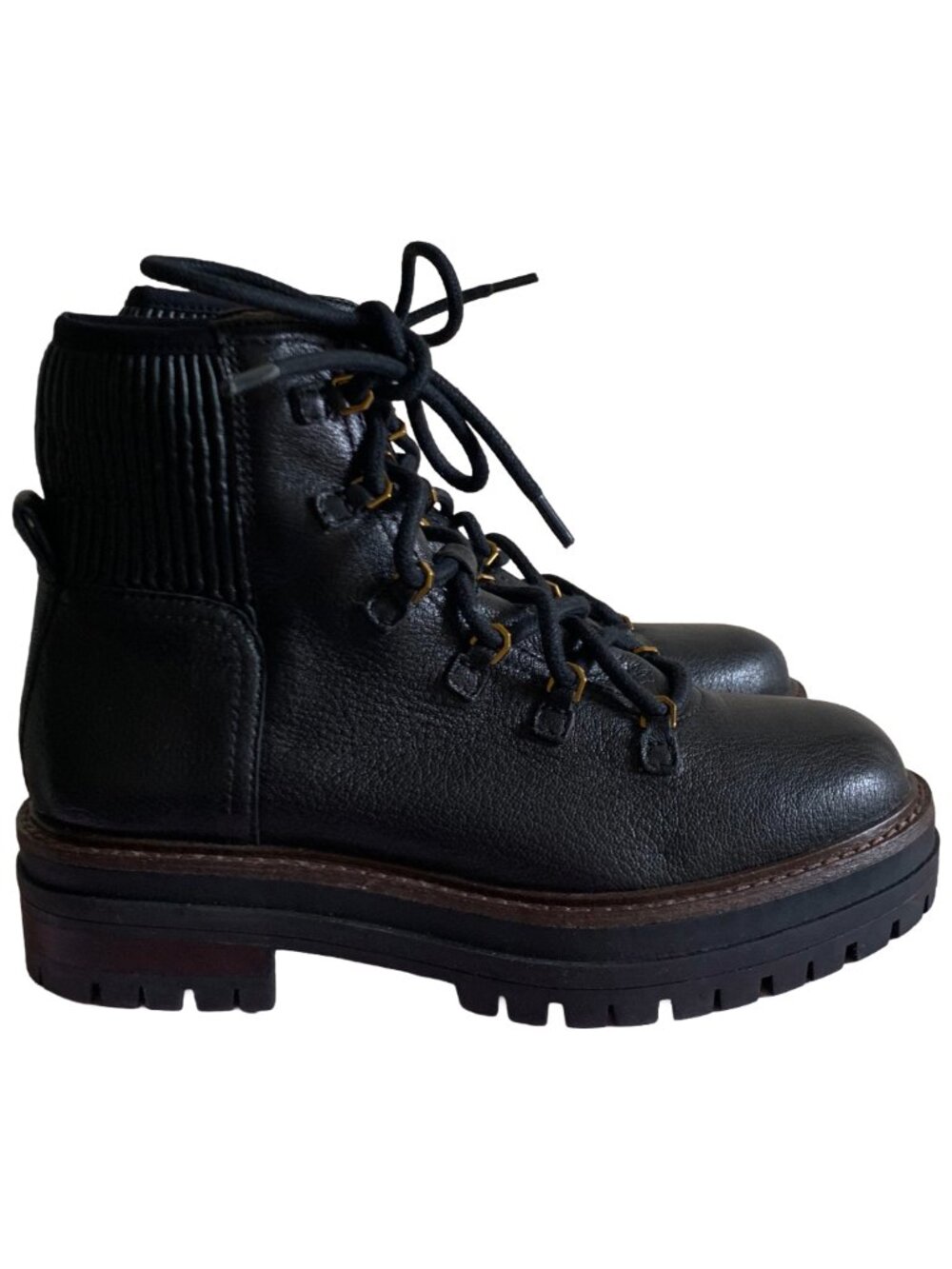 NWT LOUISE ET CIE Women's Black Sheena Lace Up Combat Leather Boots Sz 5.5 - Picture 8 of 11